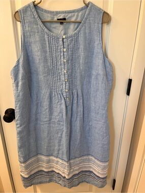 Talbots Light Blue Linen Button-Front Top